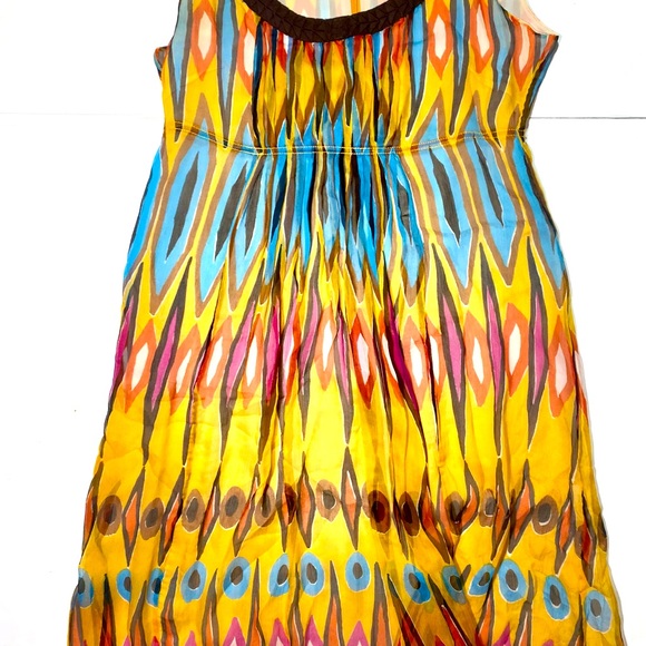 Tory Burch 100% Silk Multi-Colored Artsy Print Midi Woman’s Dress Size 8 - Picture 3 of 14